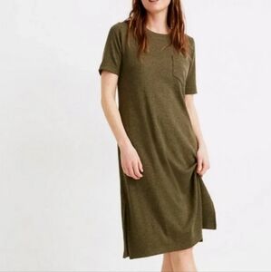 Madewell Ribbed Pocket Tee Midi Dress Olive Green